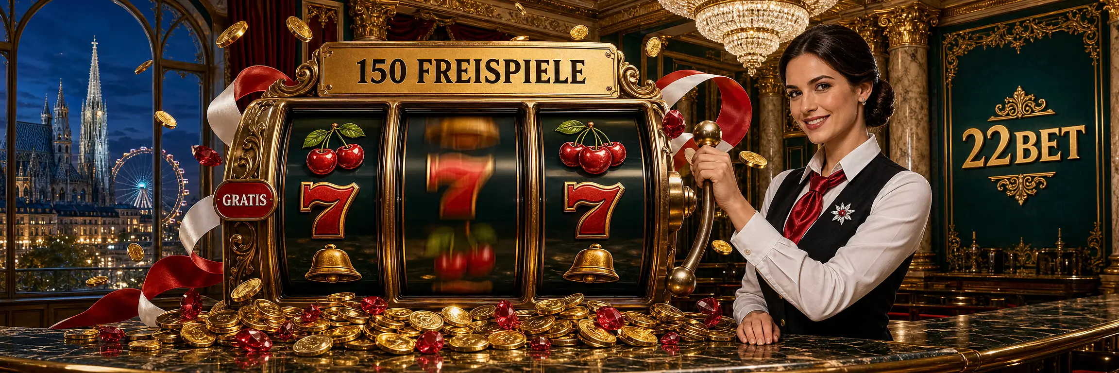150 Freispiele bei 22Bet mit Walzen, Münzen und Bonuspaketen