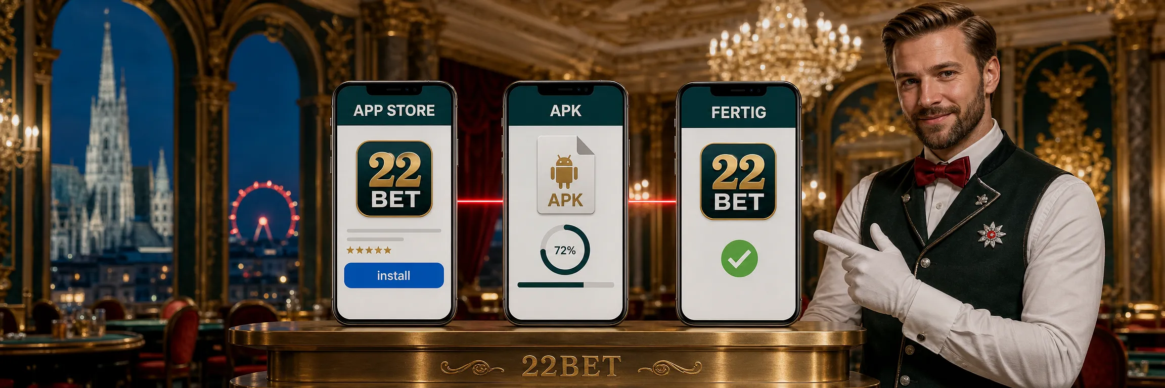 Installation der 22Bet App über App Store und APK-Datei auf Android