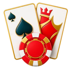 Zeichen für Blackjack mit Karten und Jeton